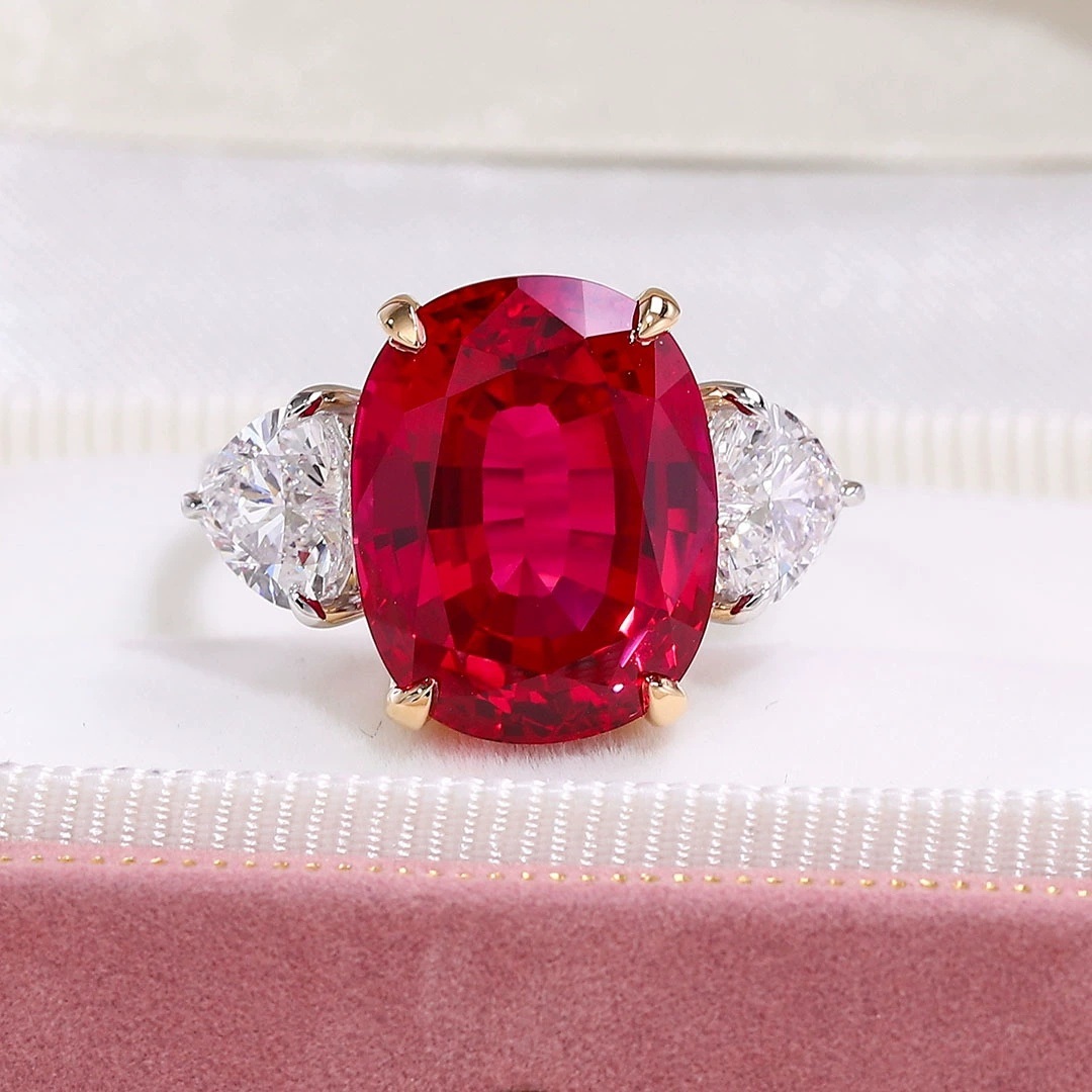 Rubellite 11ct Pigeon-Blood Lab-Grown Ruby Ring